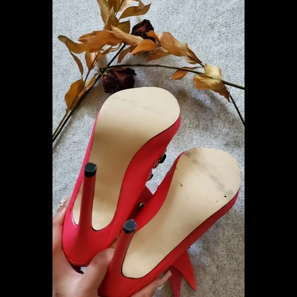 Privileged Demeter Lace Up Pink heels - Picture 7 of 9